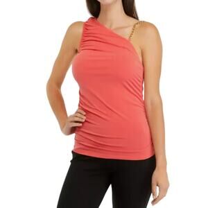 Michael Kors Women's Top Ruched One Shoulder Chain Blouse